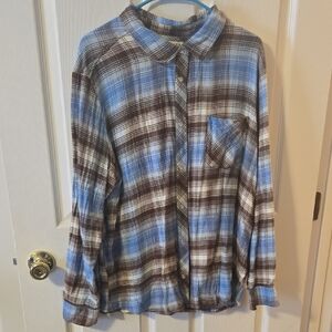 Idyllwind Brown and Blue Plaid Shirt
